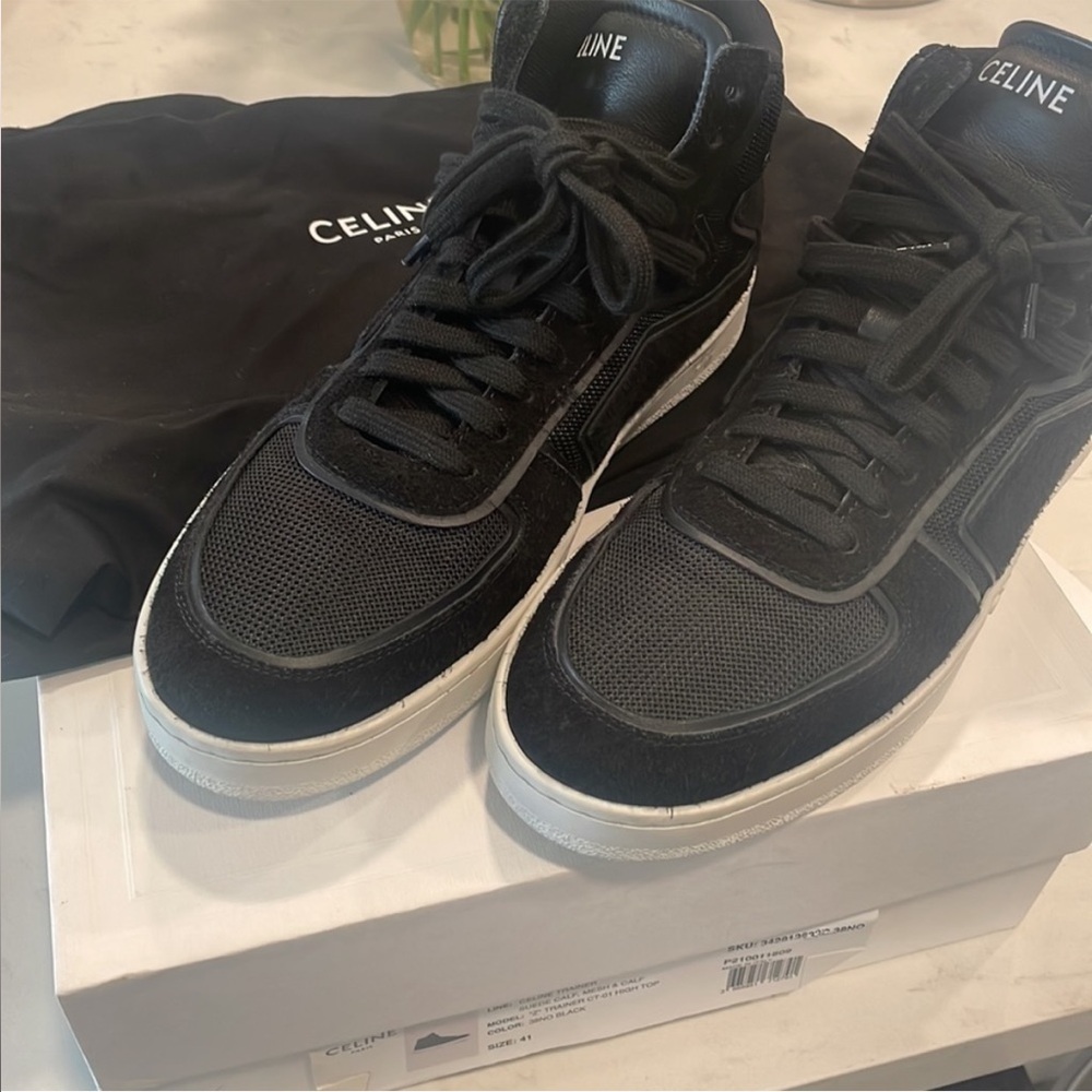 Celine Z CT-01 Mesh and Suede High-Top Sneakers